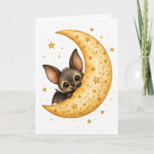 Peekaboo Pumpkin Patch Bat Halloween Watercolor  Card
