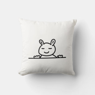 Peekaboo Rabbit Cartoon Sketch Classic Throw Pillow