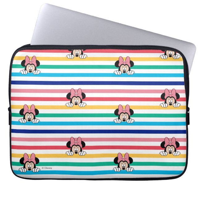 Peekaboo Rainbow Minnie Mouse Pattern Laptop Sleeve (Front)