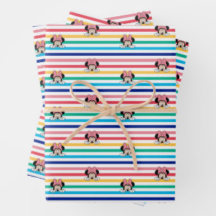 Peekaboo Rainbow Minnie Mouse Pattern Wrapping Paper Sheet