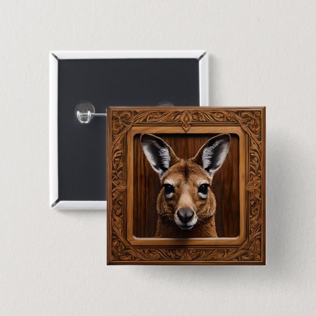 Peekaboo Says The Kangaroo, 2 Inch Square Button (Front & Back)