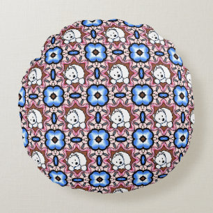 Peekaboo Westie Floral Round Pillow