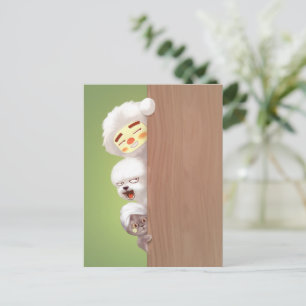 Peeking Animals Trio Announcement Postcard