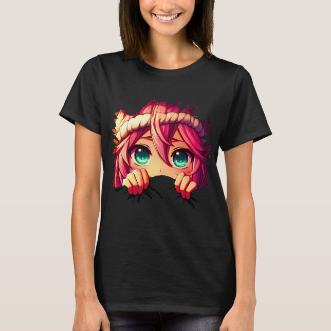 Peeking Anime  T-Shirt (Front)