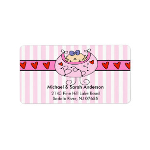 Peeking Baby Girl with Bib Address Label
