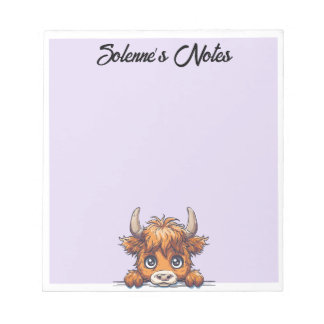 Peeking Baby Highland Longhorn Cow Notepad