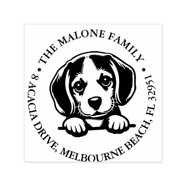 Peeking Beagle Puppy Personalized Theme  Self-inking Stamp (Design)