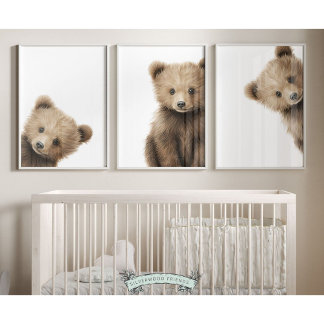 Peeking Bear Nursery Prints - 001