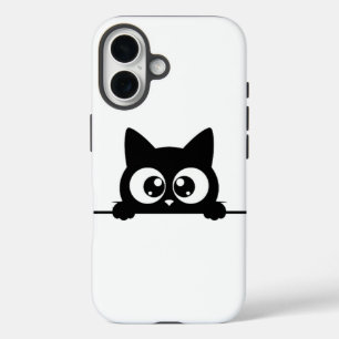 Peeking Black Cat iPhone 16 Case