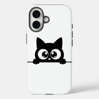 Peeking Black Cat iPhone 16 Case