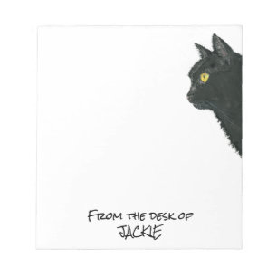 Peeking Black Cat From the Desk of Personalized Notepad