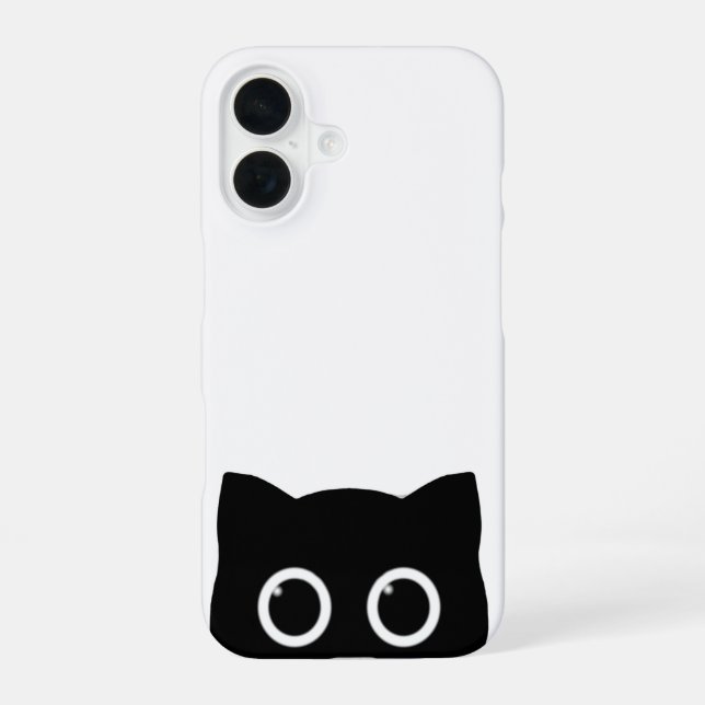 Peeking Black Cat iPhone 16 Case (Back)