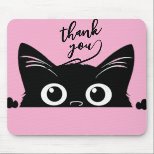 Peeking Black Cat Mouse Pad