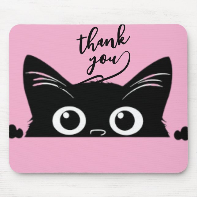 Peeking Black Cat Mouse Pad (Front)
