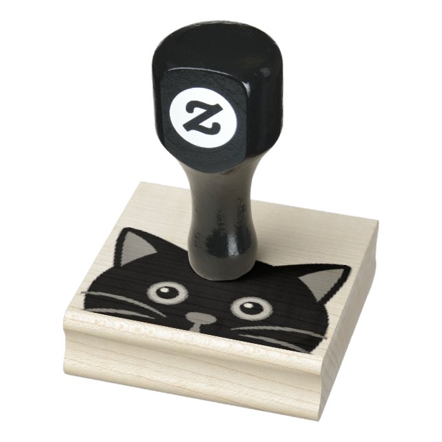 PEEKING BLACK CAT RUBBER STAMP (Stamp)