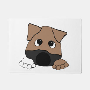 peeking black mouth cur doormat