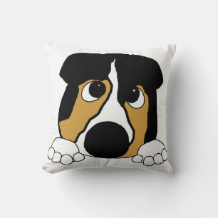 peeking black tri aussie throw pillow