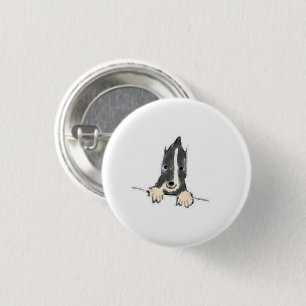 Peeking Border Collie Puppy Gift 1 Inch Round Button