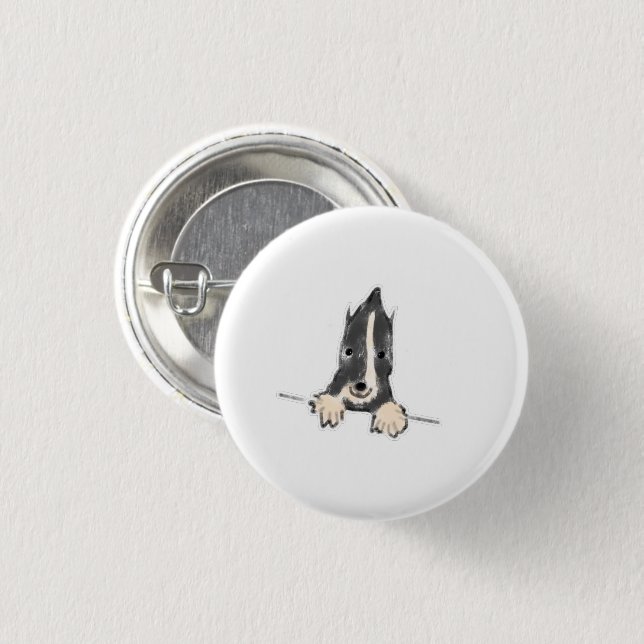 Peeking Border Collie Puppy Gift 1 Inch Round Button (Front & Back)