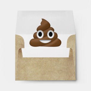 Peeking Brown Poo Emoji Textured Look Envelope