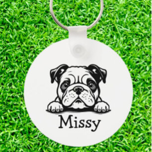 PEEKING Bulldog Puppy Personalized Keychain