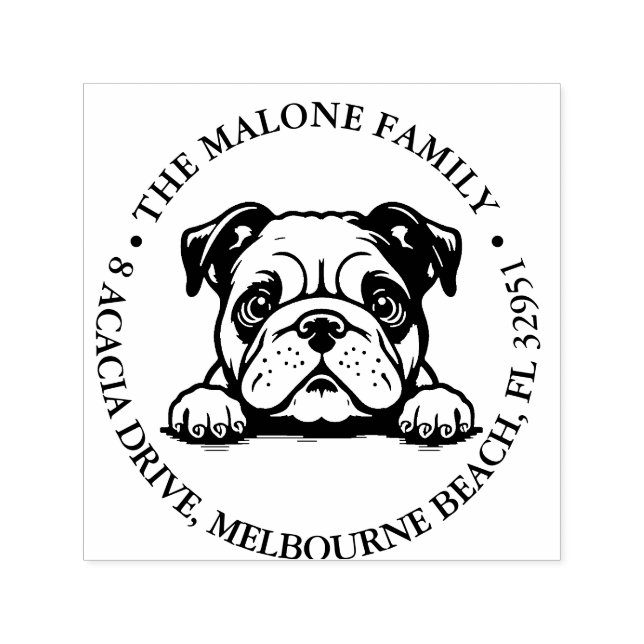 Peeking Bulldog Puppy Personalized Theme  Self-inking Stamp (Design)