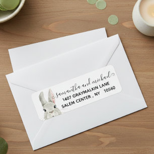 Peeking Bunny Easter Spring Calligraphy Address 