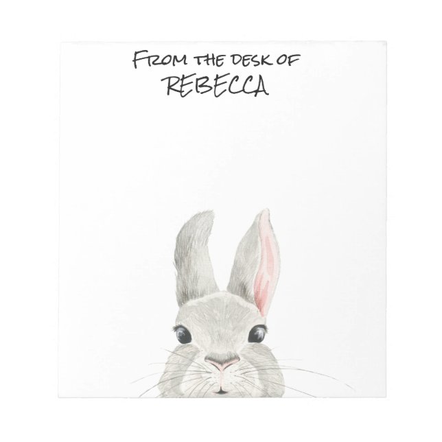 Peeking Bunny Rabbit From the Desk of Personalized Notepad (Front)