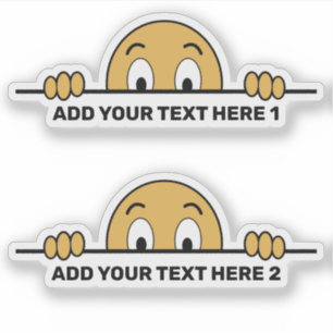 Peeking Cartoon Face Custom Text Contour Cut