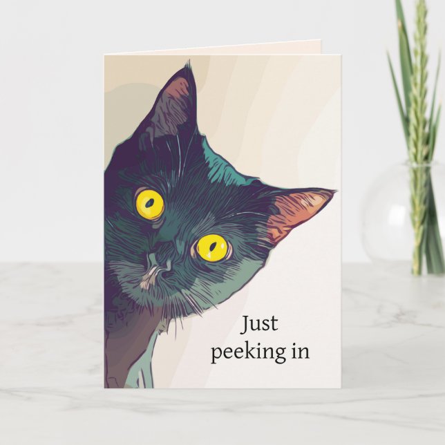 Peeking Cat Design Greeting Card (Front)