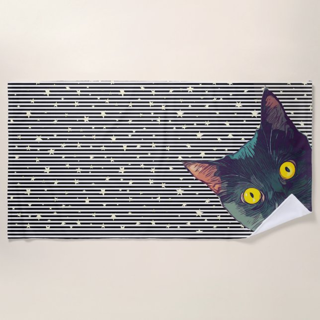 Peeking Cat Design Plage Serviette (Devant)