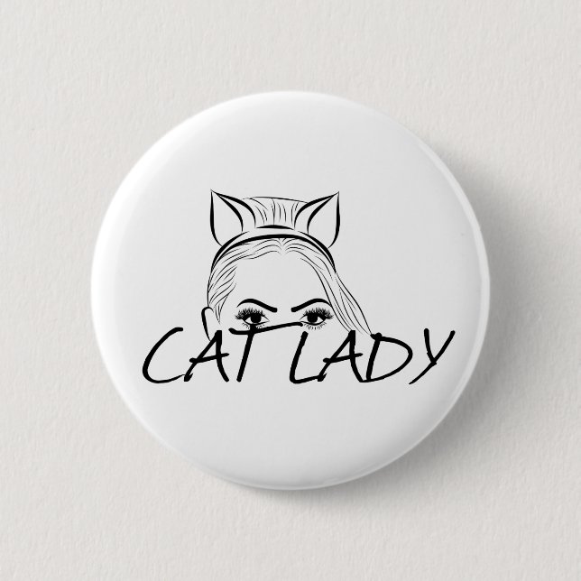 Peeking Cat Lady 2 Inch Round Button (Front)