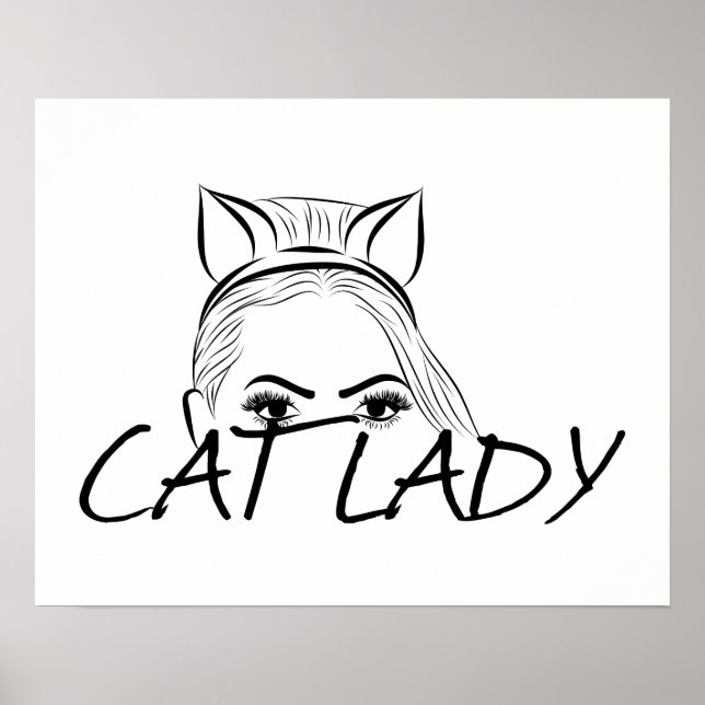 Peeking Cat Lady Poster (Front)
