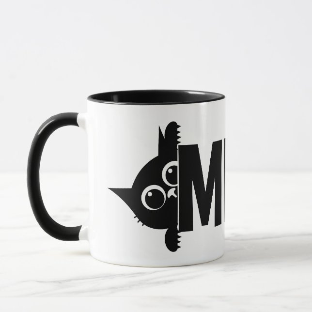 Peeking Cat Meow Design Coffee Mug (Left)