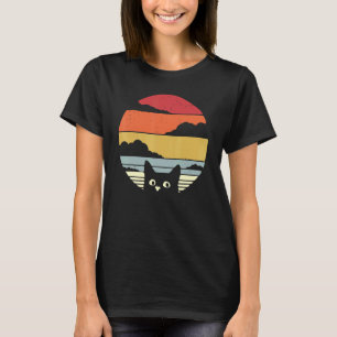 PEEKING CAT RETRO VINTAGE SUNSET STYLE KITTY T-Shirt