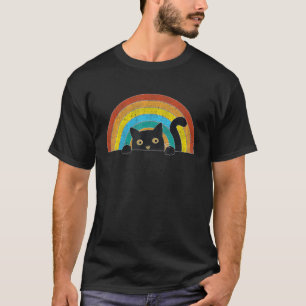 Peeking Cat Vintage Sunset Style Retro Cat 5 T-Shirt