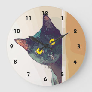 Peeking Cat Wall Clock
