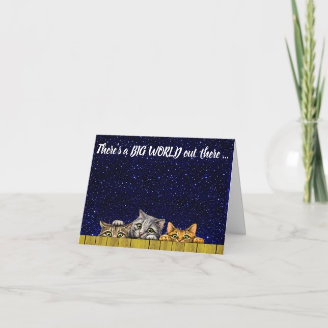 Peeking Cats Graduation Card (Front)