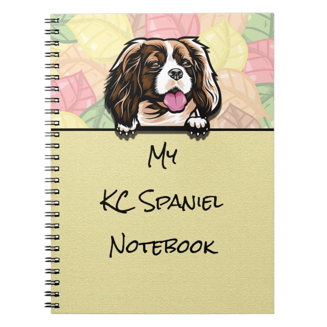 Peeking Cavalier King Charles spaniel notebook (Front)