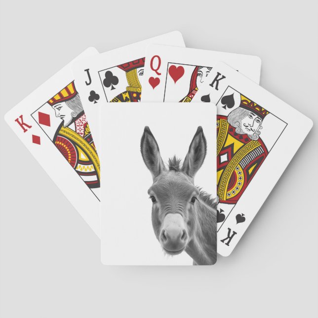 Peeking Donkey Cute   Playing Cards (Back)