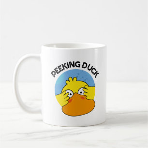 Peeking Duck Funny Animal Chinese Dish Pun  Coffee Mug