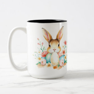 Peeking Easter Bunny Two-Tone Coffee Mug