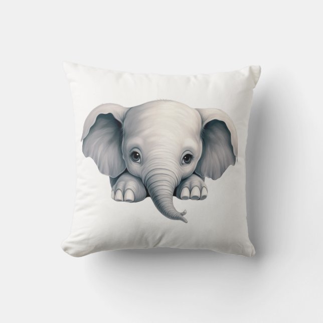Peeking Elephant Throw Pillow (Front)