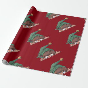 Peeking Elf Holiday Wrapping Paper