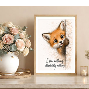 Peeking Fox Wall Art Woodland Animal Art Print
