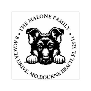 Peeking German Shepard Personalized Theme Self-inking Stamp