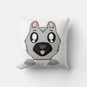 peeking german shepherd black and silver throw pillow
