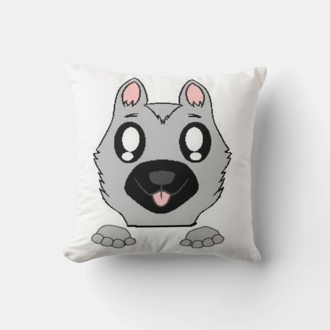 peeking german shepherd black and silver throw pillow (Front)