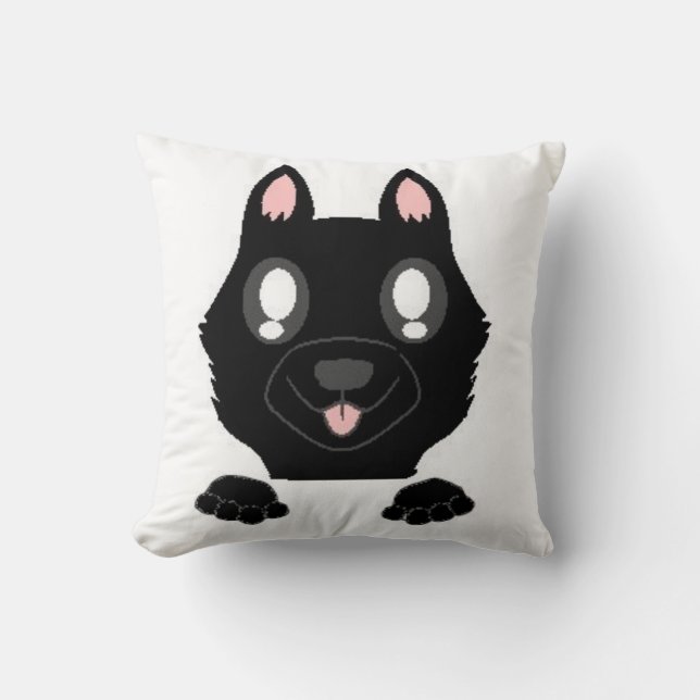 peeking german shepherd black throw pillow (Front)