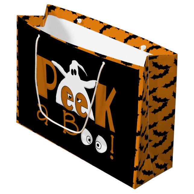 Peeking Halloween Ghost large gift bag (Front Angled)